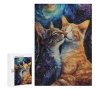 para Adultos 300 PCS Rompecabezas Two Cats In Love Together Rompecabezas para Adultos Juegos Relajantes para La Diversión Familiar Juego Desafiante Regalos 300 PCS