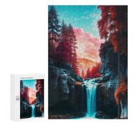 para Adultos 300 PCS Rompecabezas Vibrant Forest Waterfall Rompecabezas para Adultos Juegos Relajantes para La Diversión Familiar Juego Desafiante Regalos 300 PCS