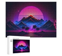 para Adultos 300 PCS Rompecabezas Vibrant Neon Desert Sunset Landscape Rompecabezas para Adultos Juego De Ingenio Regalos para Mujeres Diversión En Casa Actividades, 300 PCS