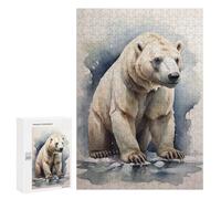 para Adultos 300 PCS Rompecabezas Watercolor Polar Bear Art Rompecabezas para Adultos Juego Familiar Corte De Precisión Cumpleaños Y Navidad 300 PCS