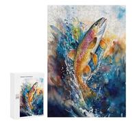 para Adultos 300 PCS Rompecabezas Watercolor Trout Splash Rompecabezas para Adultos Juego Familiar Corte De Precisión Cumpleaños Y Navidad 300 PCS
