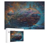 para Adultos 300 PCS Rompecabezas Whimsical Floating Spaceship in A Fantasy Universe Rompecabezas para Adultos Juego De Ingenio Regalos para Mujeres Diversión En Casa Actividades, 300 PCS