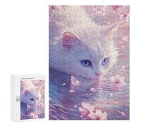 para Adultos 300 PCS Rompecabezas White Cat and Cherry Blossoms Rompecabezas para Adolescentes Juego Práctico Decoración del Hogar Juego Desafiante Regalos 300 PCS