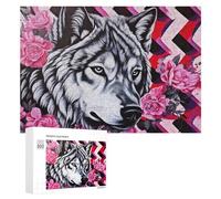 para Adultos 300 PCS Rompecabezas Wild Wolf Amidst Flowers Rompecabezas para Adultos Juego De Ingenio Regalos para Mujeres Diversión En Casa Actividades, 300 PCS