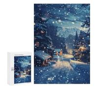 para Adultos 300 PCS Rompecabezas Winter Village at Twilight Rompecabezas para Adultos Juego Familiar Corte De Precisión Cumpleaños Y Navidad 300 PCS