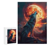 para Adultos 300 PCS Rompecabezas Wolf Howling at The Moon Rompecabezas para Adolescentes Juego Práctico Decoración del Hogar Juego Desafiante Regalos 300 PCS