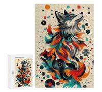 para Adultos 300 PCS Rompecabezas Wolf with Vinyl Records Mystical Wolf Wall Art for Wildlife and Fantasy Fans Rompecabezas para Adolescentes Juego Práctico Decoración del Hogar Juego D