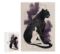 para Adultos 300 PCS Rompecabezas Woman and Panther Rompecabezas para Adultos Juegos Relajantes para La Diversión Familiar Juego Desafiante Regalos 300 PCS