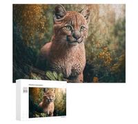 para Adultos 300 PCS Rompecabezas Young Puma in Autumn Forest Rompecabezas para Adultos Juego De Ingenio Regalos para Mujeres Diversión En Casa Actividades, 300 PCS