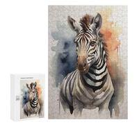 para Adultos 300 PCS Rompecabezas Zebra Watercolor Art Rompecabezas para Adolescentes Juego Práctico Decoración del Hogar Juego Desafiante Regalos 300 PCS