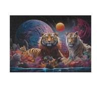 Para Adultos 38x26cm/1000pcs Rompecabezas Fantasy Tigers in A Colorful Universe Rompecabezas Para Adultos Juguete Decoración De Pared Aliviador De Estrés Regalos De Cumpleaños Y Únicos 38x26cm/1000pcs