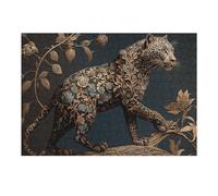 para Adultos 38x26cm/1000pcs Rompecabezas Golden Leopard in Floral Art Rompecabezas para Adultos Juguete Decoración De Pared Aliviador De Estrés Regalos De Cumpleaños Y Únicos 38x26cm/1000pcs