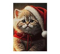 para Adultos 38x26cm/1000pcs Rompecabezas Santa Dressed Cat Rompecabezas para Adultos Juguete Decoración De Pared Decoración Juego Desafiante Regalos 38x26cm/1000pcs