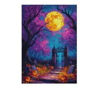 para Adultos 38x26cm/1000pcsS Rompecabezas Halloween Night Cemetery Scene Rompecabezas para Adultos Juego De Ingenio Análisis Y Lógica Cumpleaños Y Navidad 38x26cm/1000pcsS