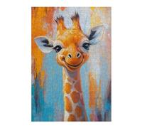 para Adultos 38x26cm/1000pcsS Rompecabezas Happy Giraffe Painting Artwork Rompecabezas para Adultos Juego De Ingenio Análisis Y Lógica Cumpleaños Y Navidad 38x26cm/1000pcsS
