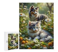 Para Adultos 500 PCS Rompecabezas A Serene Outdoor Scene Featuring A Playful Kitten And A Dog in A Lush Green Setting. In Th Rompecabezas Para Adultos, Divertidos Y Con Humor Para Cumpleaños, Navidad,