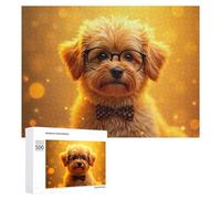 para Adultos 500 PCS Rompecabezas Adorable Puppy with Glasses Rompecabezas para Adultos Juguetes Antiestrés Aliviador del Estrés Juego Desafiante Regalos 500 PCS