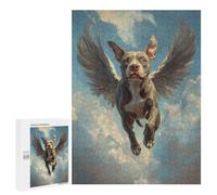 para Adultos 500 PCS Rompecabezas American Staffordshire Terrier Angel Loyal Pet Tribute Dog with Wings Rompecabezas para Adultos Juegos Relajantes para La Diversión Familiar Juego Desafiante Regalo