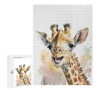 para Adultos 500 PCS Rompecabezas Baby Giraffe Watercolor Rompecabezas para Adultos Juego Familiar Corte De Precisión Cumpleaños Y Navidad 500 PCS