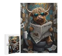 para Adultos 500 PCS Rompecabezas Baby Highland Cow Toilet Rompecabezas para Adultos Juego Familiar Corte De Precisión Cumpleaños Y Navidad 500 PCS