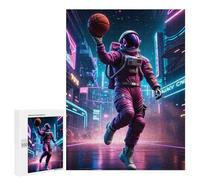 para Adultos 500 PCS Rompecabezas Basketball Neon Astronaut Rompecabezas para Adultos Juegos Relajantes para La Diversión Familiar Juego Desafiante Regalos 500 PCS