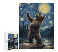 para Adultos 500 PCS Rompecabezas Bear Gazing at Stars Rompecabezas para Adultos Juegos Relajantes para La Diversión Familiar Juego Desafiante Regalos 500 PCS