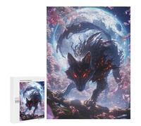 para Adultos 500 PCS Rompecabezas Black Wolf with Red Eyes Rompecabezas para Adultos Juego Familiar Corte De Precisión Cumpleaños Y Navidad 500 PCS