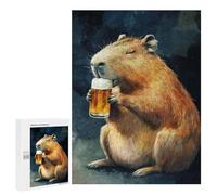 para Adultos 500 PCS Rompecabezas Capybara Drinking Beer Rompecabezas para Adolescentes Juego Práctico Decoración del Hogar Juego Desafiante Regalos 500 PCS