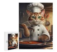 para Adultos 500 PCS Rompecabezas Cat Chef Baking Rompecabezas para Adultos Juego Familiar Corte De Precisión Cumpleaños Y Navidad 500 PCS