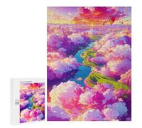 para Adultos 500 PCS Rompecabezas Colorful Clouds Over River Rompecabezas para Adultos Juguetes Antiestrés Aliviador del Estrés Juego Desafiante Regalos 500 PCS