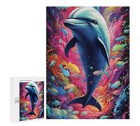 para Adultos 500 PCS Rompecabezas Colorful Dolphin Ocean Rompecabezas para Adultos Juego De Ingenio Regalos para Mujeres Diversión En Casa Actividades, 500 PCS