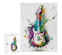 para Adultos 500 PCS Rompecabezas Colorful Electric Guitar Art Print Rompecabezas para Adultos Juego Familiar Corte De Precisión Cumpleaños Y Navidad 500 PCS