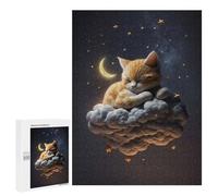 para Adultos 500 PCS Rompecabezas Cute Cat Dreaming on Cloud Rompecabezas para Adultos Juego Familiar Corte De Precisión Cumpleaños Y Navidad 500 PCS