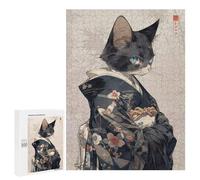 para Adultos 500 PCS Rompecabezas Edo Cat Geisha Rompecabezas para Adultos Juego Familiar Corte De Precisión Cumpleaños Y Navidad 500 PCS