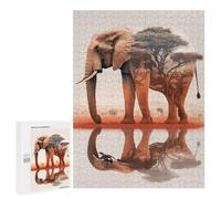 para Adultos 500 PCS Rompecabezas Elephant Sunset Animal Rompecabezas para Adultos Juego Familiar Corte De Precisión Cumpleaños Y Navidad 500 PCS