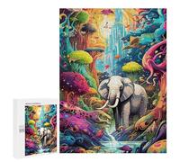 para Adultos 500 PCS Rompecabezas Fantasy Forest with Elephant Rompecabezas para Adultos Juguetes Antiestrés Aliviador del Estrés Juego Desafiante Regalos 500 PCS