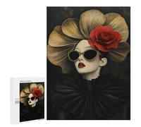 para Adultos 500 PCS Rompecabezas Fashion Woman in Gold and Red Rompecabezas para Adultos Juego Familiar Corte De Precisión Cumpleaños Y Navidad 500 PCS