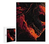 para Adultos 500 PCS Rompecabezas Fiery Skull Abstract Art Rompecabezas para Adolescentes Juego Práctico Decoración del Hogar Juego Desafiante Regalos 500 PCS