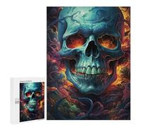 para Adultos 500 PCS Rompecabezas Fiery Skull Artwork Rompecabezas para Adultos Juego De Ingenio Regalos para Mujeres Diversión En Casa Actividades, 500 PCS