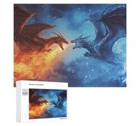 para Adultos 500 PCS Rompecabezas Fire Vs. Ice Dragons Battle Rompecabezas para Adultos Juguetes Antiestrés Aliviador del Estrés Juego Desafiante Regalos 500 PCS