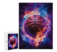 para Adultos 500 PCS Rompecabezas Flame Engulfed Basketball Rompecabezas para Adultos Juego Familiar Corte De Precisión Cumpleaños Y Navidad 500 PCS