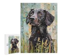 para Adultos 500 PCS Rompecabezas Flat-Coated Retriever Paper Collage Rompecabezas para Adultos Juego Familiar Corte De Precisión Cumpleaños Y Navidad 500 PCS
