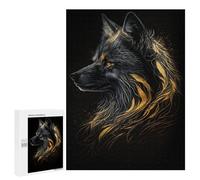 para Adultos 500 PCS Rompecabezas Fox Black Gold Dark BG Rompecabezas para Adolescentes Juego Práctico Decoración del Hogar Juego Desafiante Regalos 500 PCS