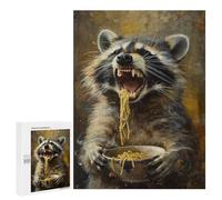 para Adultos 500 PCS Rompecabezas Funny Raccoon Eating Food Rompecabezas para Adultos Juego Familiar Corte De Precisión Cumpleaños Y Navidad 500 PCS