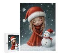 para Adultos 500 PCS Rompecabezas Girl and Snowman in Winter Rompecabezas para Adultos Juegos Relajantes para La Diversión Familiar Juego Desafiante Regalos 500 PCS
