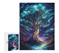 para Adultos 500 PCS Rompecabezas Glowing Tree in Night Sky Rompecabezas para Adultos Juego Familiar Corte De Precisión Cumpleaños Y Navidad 500 PCS