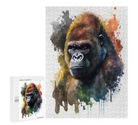 para Adultos 500 PCS Rompecabezas Gorilla Watercolor Rompecabezas para Adultos Juego Familiar Corte De Precisión Cumpleaños Y Navidad 500 PCS