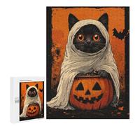 para Adultos 500 PCS Rompecabezas Halloween Cat Ghost Rompecabezas para Adultos Juego Familiar Corte De Precisión Cumpleaños Y Navidad 500 PCS