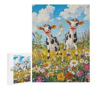 para Adultos 500 PCS Rompecabezas Happy Cows in A Meadow Rompecabezas para Adultos Juego Familiar Corte De Precisión Cumpleaños Y Navidad 500 PCS