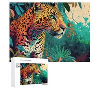 para Adultos 500 PCS Rompecabezas Jaguar in The Tropical Jungle Rompecabezas para Adultos Juego De Ingenio Regalos para Mujeres Diversión En Casa Actividades, 500 PCS
